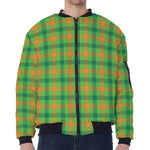 Irish Buffalo Plaid Pattern Print Zip Sleeve Bomber Jacket