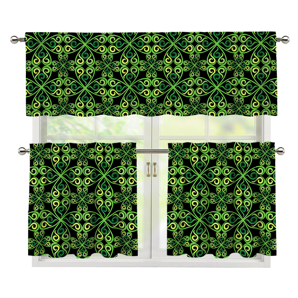 Irish Celtic Symbol Pattern Print 3 Piece Kitchen Curtains