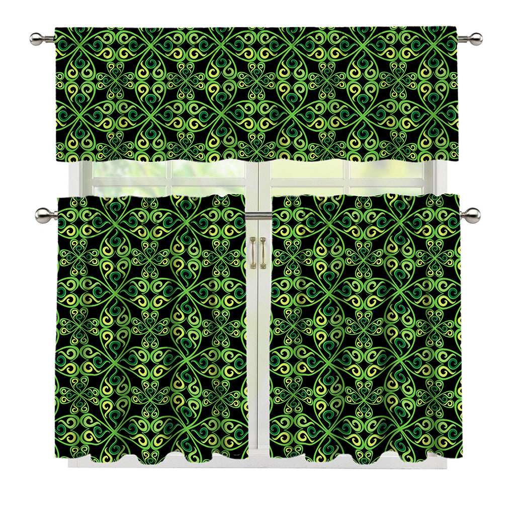 Irish Celtic Symbol Pattern Print 3 Piece Kitchen Curtains