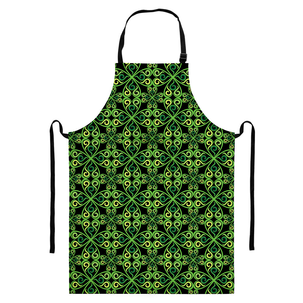 Irish Celtic Symbol Pattern Print Bib Apron With Pocket