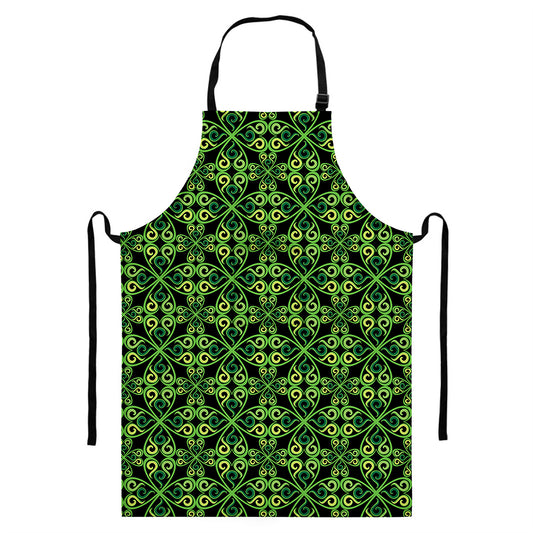 Irish Celtic Symbol Pattern Print Bib Apron With Pocket