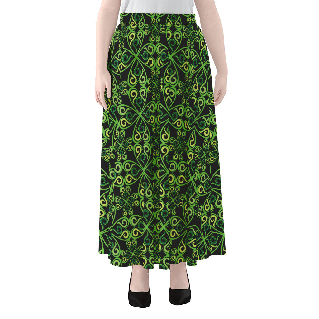 Irish Celtic Symbol Pattern Print Chiffon Maxi Skirt