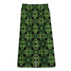 Irish Celtic Symbol Pattern Print Cotton Front Slit Maxi Skirt