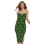 Irish Celtic Symbol Pattern Print Cross Back Cami Dress