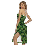 Irish Celtic Symbol Pattern Print Cross Back Cami Dress