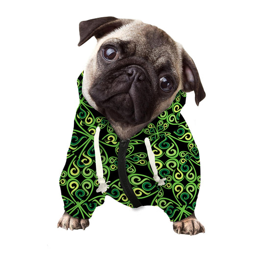 Irish Celtic Symbol Pattern Print Dog Zip Up Hoodie