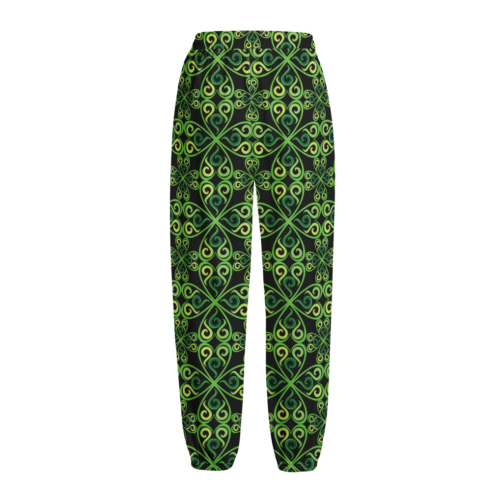 Irish Celtic Symbol Pattern Print Fleece Lined Knit Pants