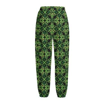 Irish Celtic Symbol Pattern Print Fleece Lined Knit Pants