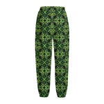 Irish Celtic Symbol Pattern Print Fleece Lined Knit Pants