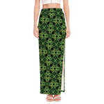 Irish Celtic Symbol Pattern Print High Slit Maxi Skirt