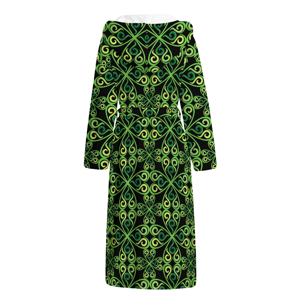 Irish Celtic Symbol Pattern Print Hooded Bathrobe