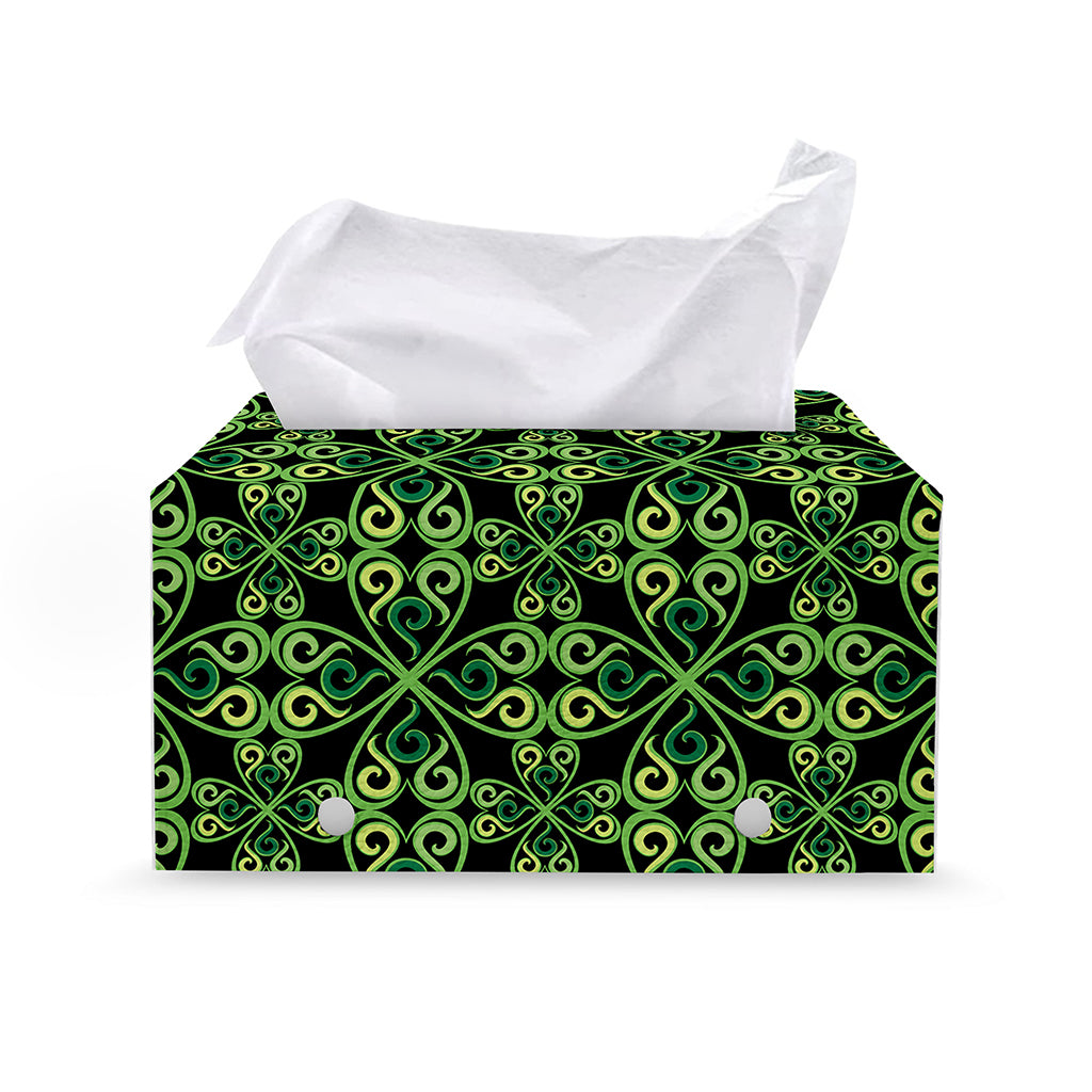 Irish Celtic Symbol Pattern Print Leather Tissue Box Cover