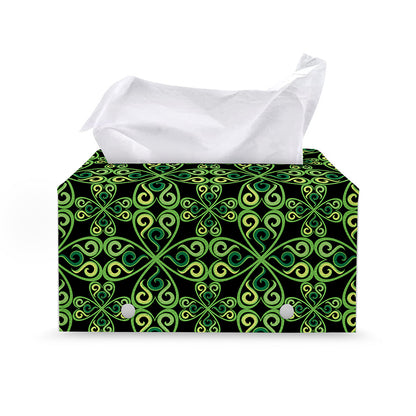 Irish Celtic Symbol Pattern Print Leather Tissue Box Cover