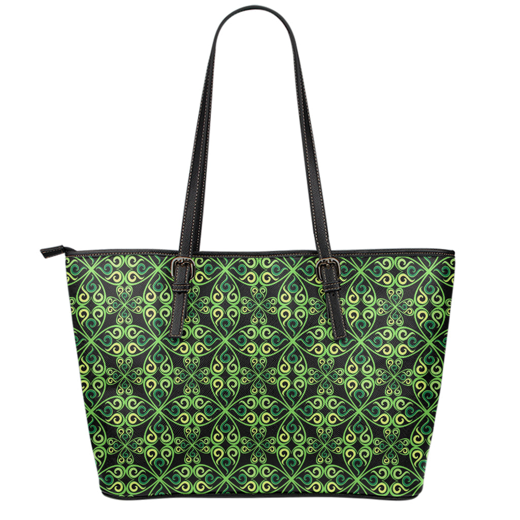 Irish Celtic Symbol Pattern Print Leather Tote Bag