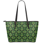 Irish Celtic Symbol Pattern Print Leather Tote Bag