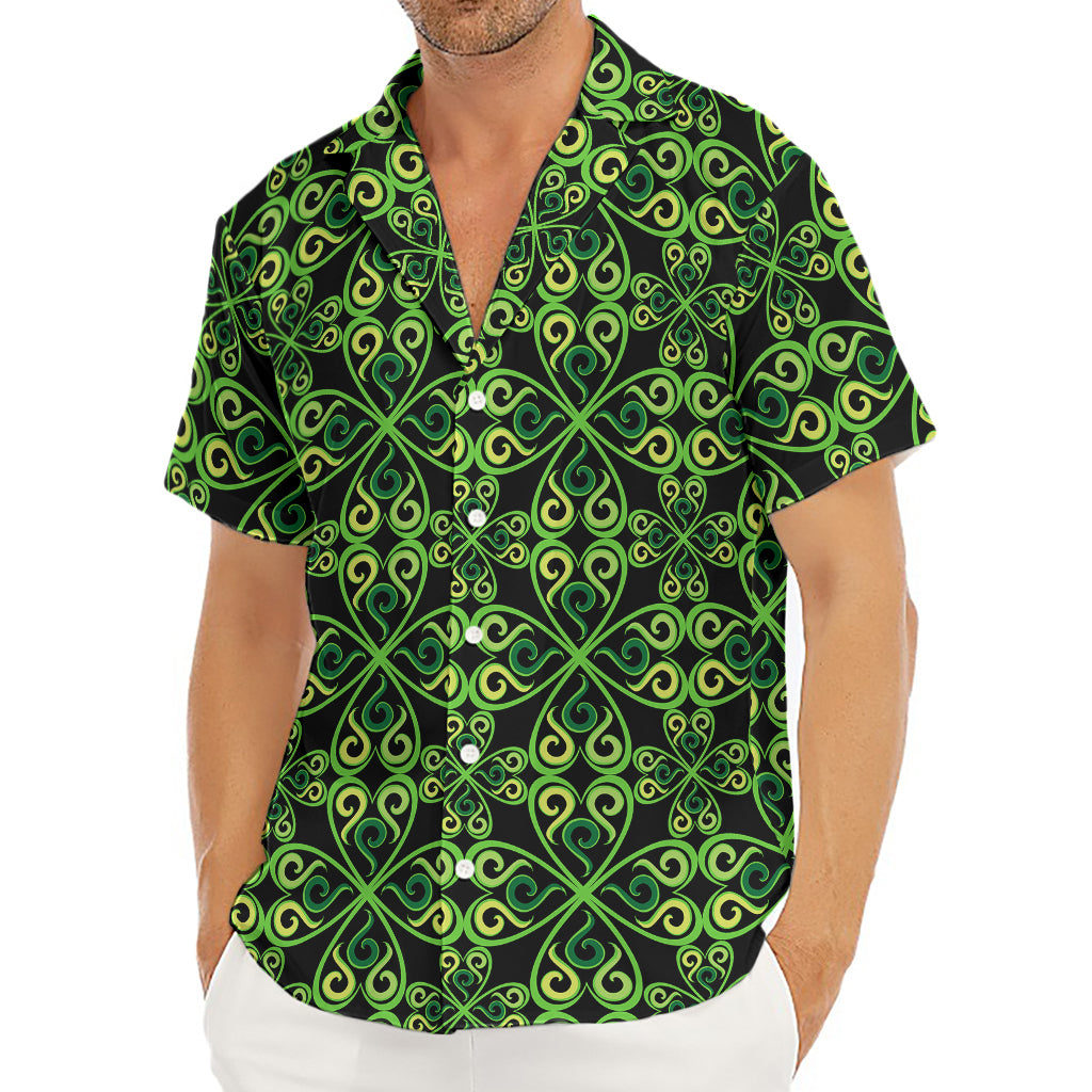 Irish Celtic Symbol Pattern Print Men's Deep V-Neck Shirt