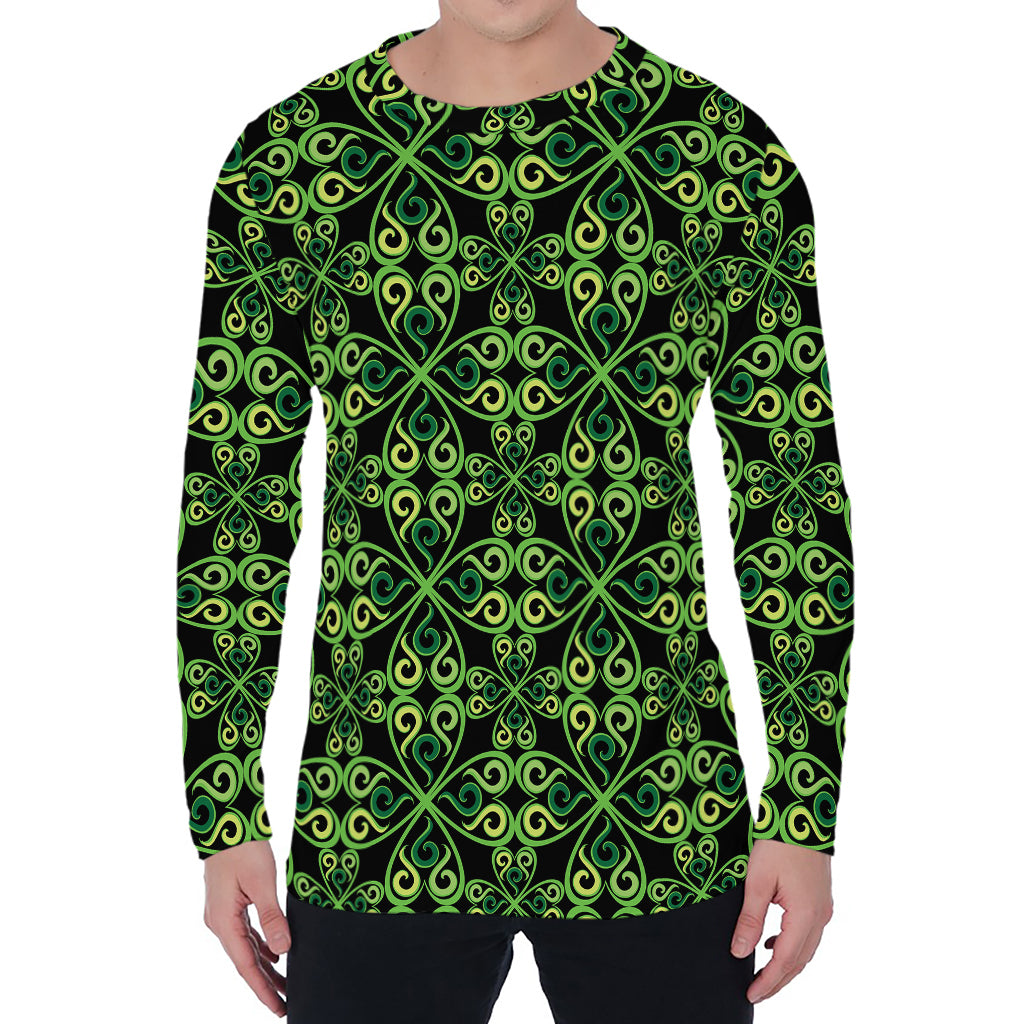 Irish Celtic Symbol Pattern Print Men's Long Sleeve T-Shirt