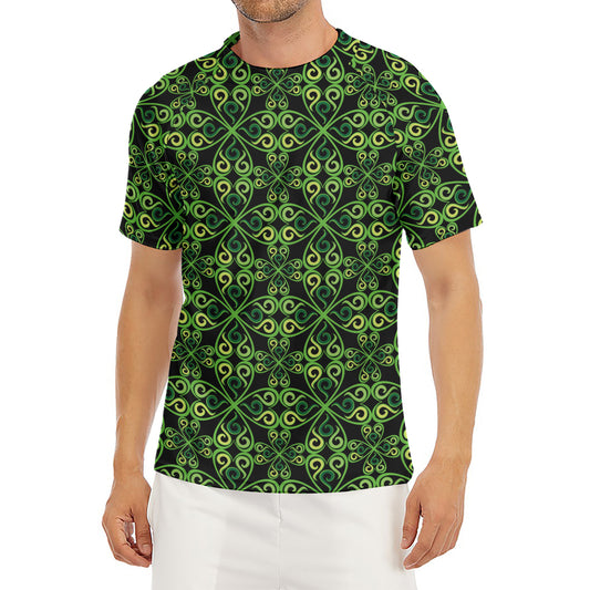 Irish Celtic Symbol Pattern Print Men's Short Sleeve Rash Guard