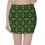 Irish Celtic Symbol Pattern Print Pencil Mini Skirt