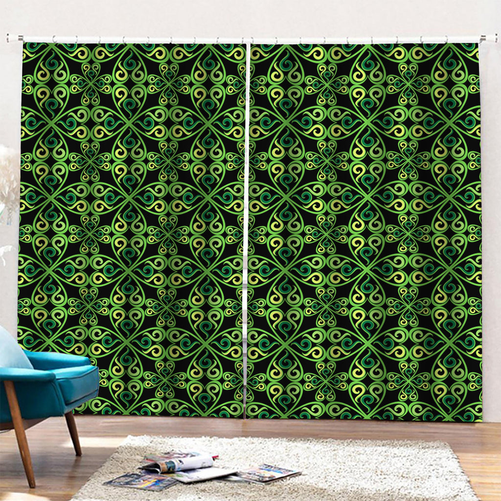 Irish Celtic Symbol Pattern Print Pencil Pleat Curtains