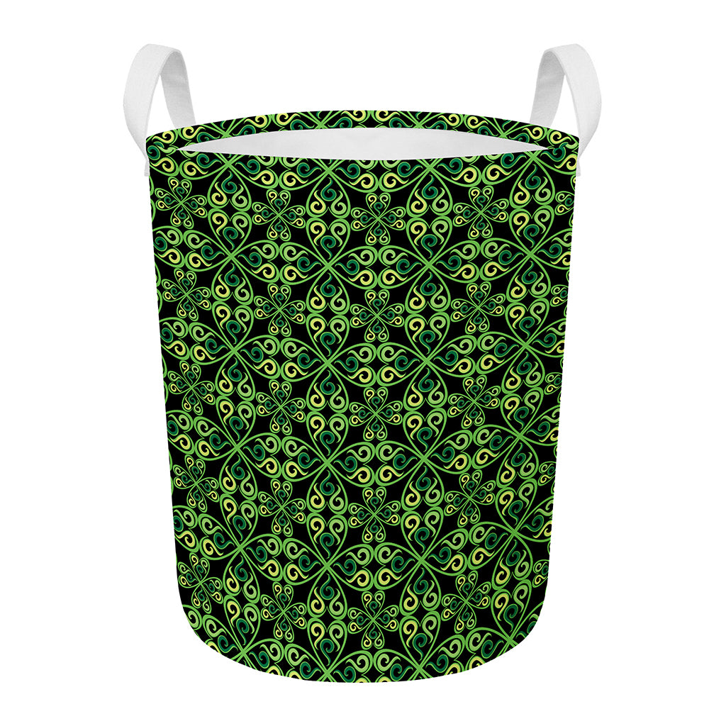 Irish Celtic Symbol Pattern Print Round Laundry Basket