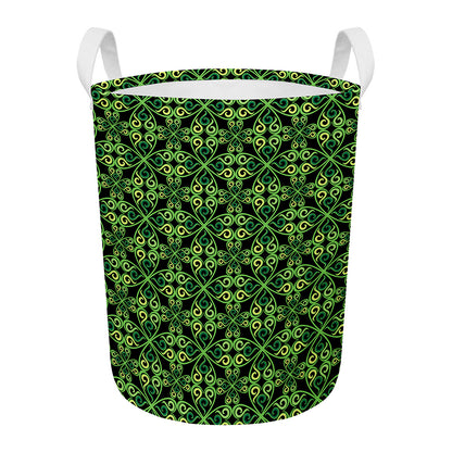 Irish Celtic Symbol Pattern Print Round Laundry Basket