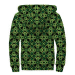 Irish Celtic Symbol Pattern Print Sherpa Lined Zip Up Hoodie