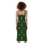 Irish Celtic Symbol Pattern Print Slim Fit Midi Cami Dress