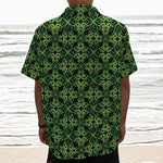 Irish Celtic Symbol Pattern Print Textured Short Sleeve Shirt