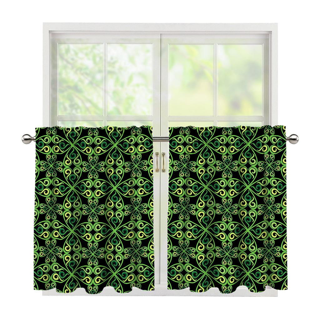 Irish Celtic Symbol Pattern Print Tier Curtains