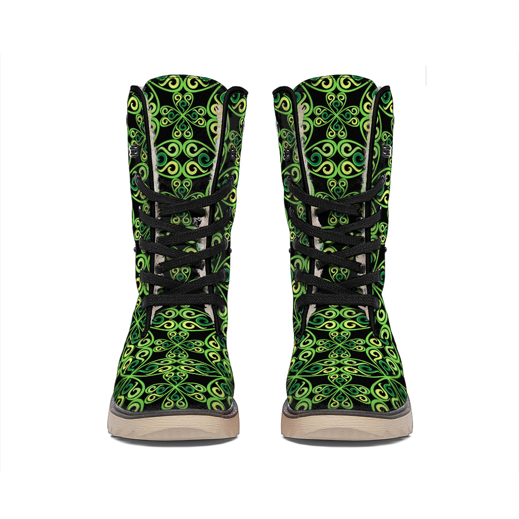 Irish Celtic Symbol Pattern Print Winter Boots