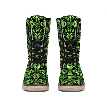 Irish Celtic Symbol Pattern Print Winter Boots