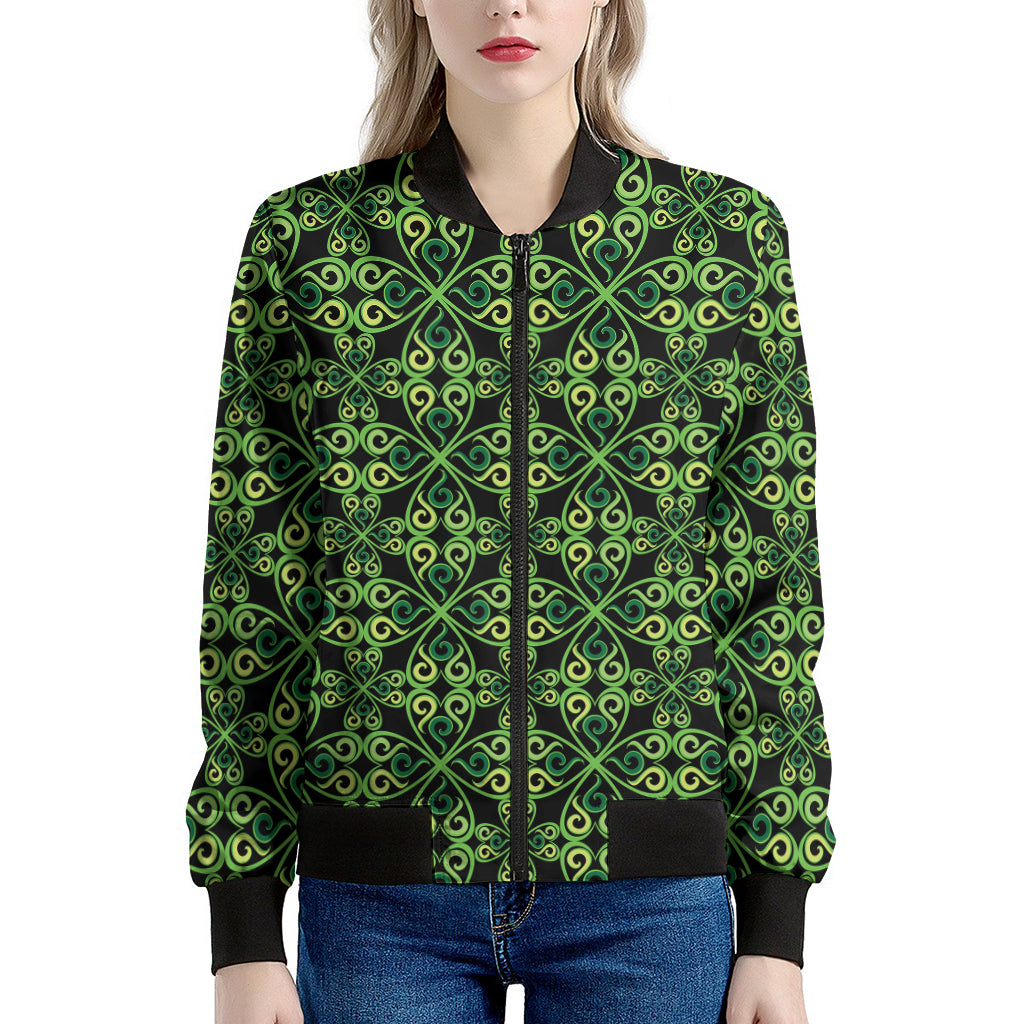 Irish Celtic Symbol Pattern Print Women's Bomber Jacket