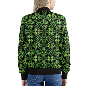 Irish Celtic Symbol Pattern Print Women's Bomber Jacket