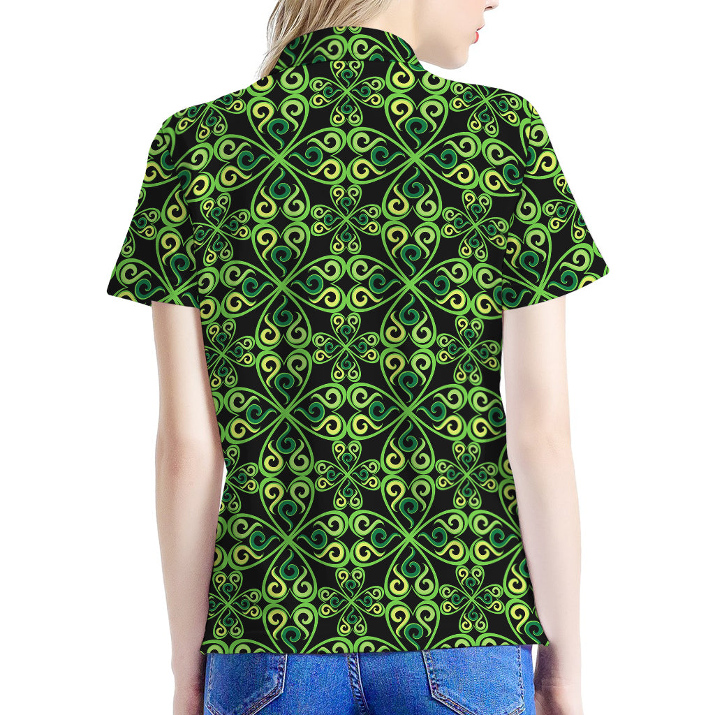 Irish Celtic Symbol Pattern Print Women's Polo Shirt