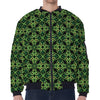 Irish Celtic Symbol Pattern Print Zip Sleeve Bomber Jacket