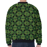 Irish Celtic Symbol Pattern Print Zip Sleeve Bomber Jacket