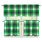 Irish Check Saint Patrick's Day Print 3 Piece Kitchen Curtains