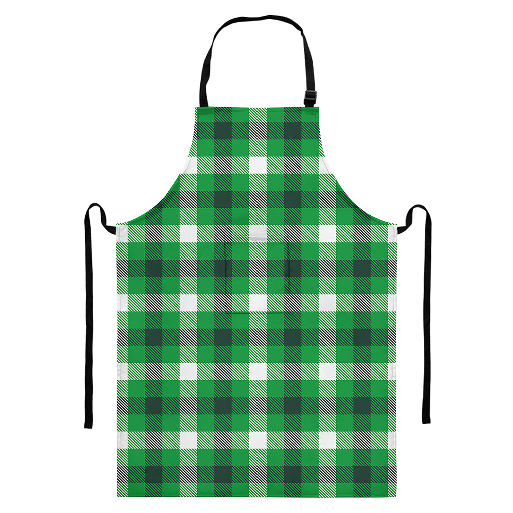 Irish Check Saint Patrick's Day Print Bib Apron With Pocket