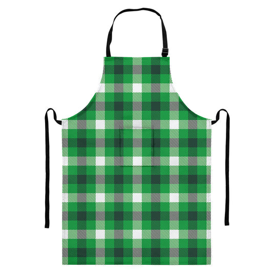 Irish Check Saint Patrick's Day Print Bib Apron With Pocket