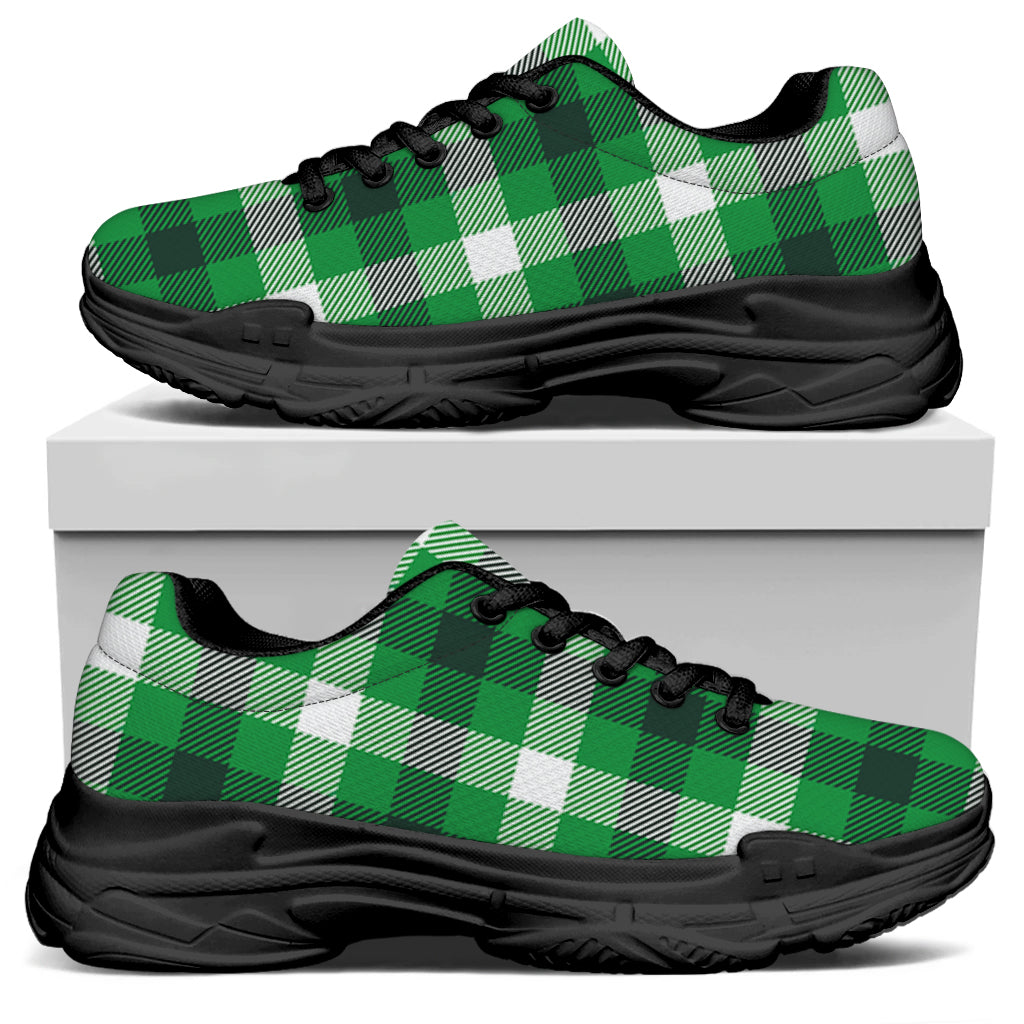 Irish Check Saint Patrick's Day Print Black Chunky Shoes