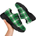 Irish Check Saint Patrick's Day Print Black Chunky Shoes
