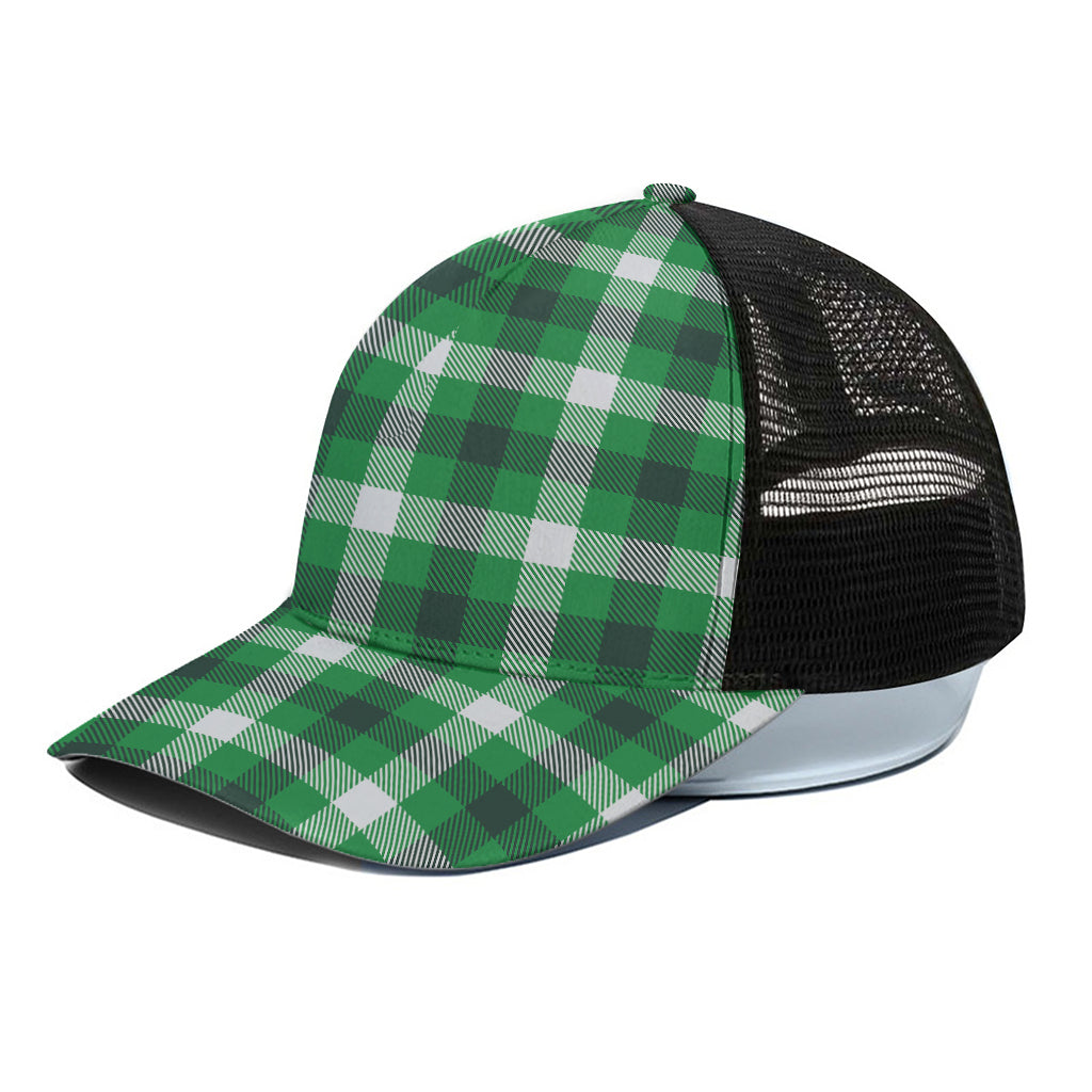 Irish Check Saint Patrick's Day Print Black Mesh Trucker Cap