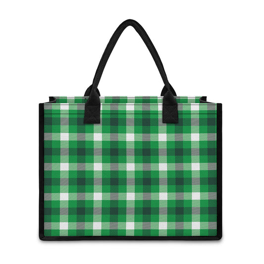 Irish Check Saint Patrick's Day Print Canvas Tote Bag