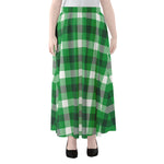 Irish Check Saint Patrick's Day Print Chiffon Maxi Skirt