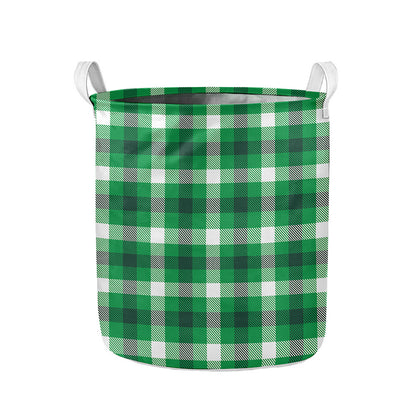 Irish Check Saint Patrick's Day Print Collapsible Laundry Basket