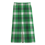 Irish Check Saint Patrick's Day Print Cotton Front Slit Maxi Skirt