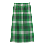 Irish Check Saint Patrick's Day Print Cotton Front Slit Maxi Skirt