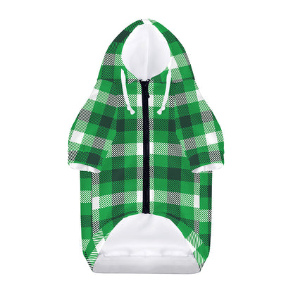 Irish Check Saint Patrick's Day Print Dog Zip Up Hoodie