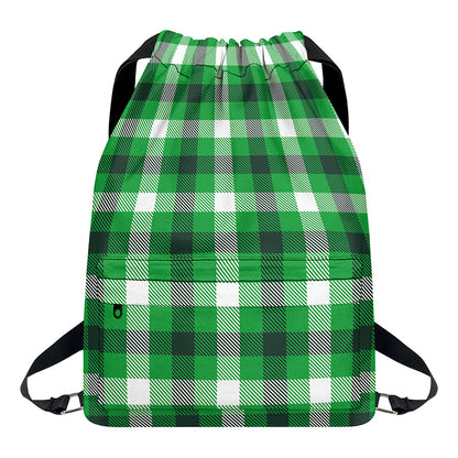 Irish Check Saint Patrick's Day Print Drawstring Backpack